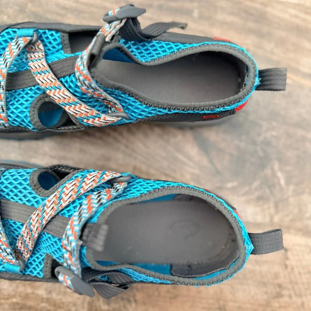 Chaco Kids Odyssey Strappy Mesh Sandals, Teal Gray, 5